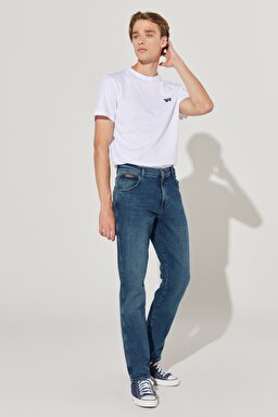 Texas Slim Fit Dar Kesim Normal Bel Mavi Esnek Jean Kot Pantolon - Mid Blue-W12S020XT (görsel 2)