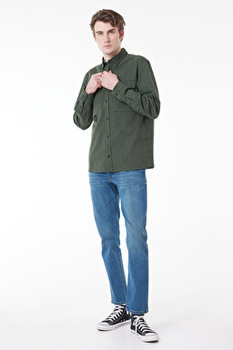 Texas Slim Fit Dar Kesim Normal Bel Mavi Esnek Jean Kot Pantolon - Mid Blue-W12S053XT (görsel 2)
