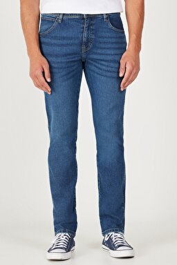 Texas Slim Fit Dar Kesim Normal Bel Mavi Esnek Jean Kot Pantolon - Mid Blue-W12S057XT