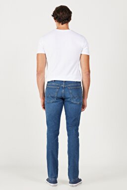 Texas Slim Fit Dar Kesim Normal Bel Mavi Esnek Jean Kot Pantolon - Mid Blue-W12S057XT (görsel 7)