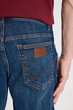 Slim Fit Dar Kesim Normal Bel Dar Paça Mavi Texas Jean Kot Pantolon - Mid Blue-W12S076XT (görsel 6)
