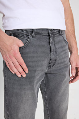 Slim Fit Dar Kesim Normal Bel Dar Paça Texas Antrasit Esnek Jean Denim Pantolon - Mid Anthracite-W12S099051 (görsel 4)