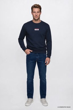 Texas Slim Fit Dar Kesim Normal Bel Dar Paça Koyu Mavi Pamuklu Esnek Jean Denim Pantolon - Dark Indigo-W12S120032317 (görsel 2)