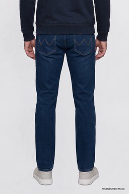 Texas Slim Fit Dar Kesim Normal Bel Dar Paça Koyu Mavi Pamuklu Esnek Jean Denim Pantolon - Dark Indigo-W12S120032317 (görsel 4)