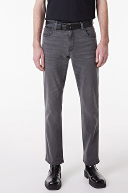 Slim Fit Dar Kesim Normal Bel Gri Esnek Texas Jean Denim Kot Pantolon - Vibration-W12SBY852