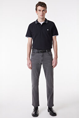 Slim Fit Dar Kesim Normal Bel Gri Esnek Texas Jean Denim Kot Pantolon - Vibration-W12SBY852 (görsel 3)
