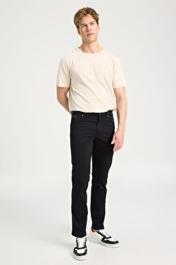 Texas Slim Fit Dar Kesim Normal Bel Siyah Esnek Pantolon - Black-W12SEA001 (görsel 2)