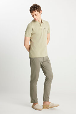 Slim Fit Dar Kesim Normal Bel Dar Paça Zeytin Yeşili Texas Pantolon - Dusty Olive-W12SEA45 (görsel 2)