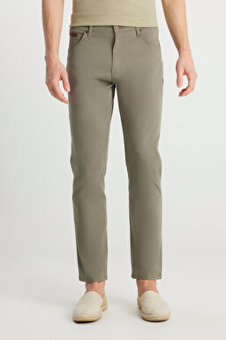 Slim Fit Dar Kesim Normal Bel Dar Paça Zeytin Yeşili Texas Pantolon - Dusty Olive-W12SEA45 (görsel 3)
