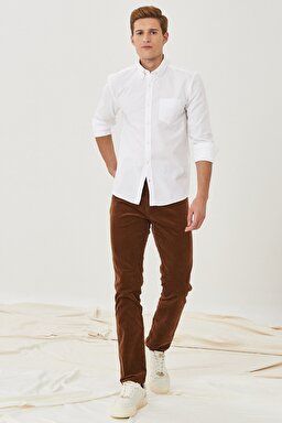 Texas Slim Fit Normal Bel Esnek Pantolon - Brown-W12SECH28 (görsel 2)
