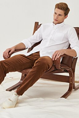 Texas Slim Fit Normal Bel Esnek Pantolon - Brown-W12SECH28 (görsel 3)