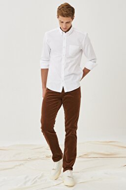 Texas Slim Fit Normal Bel Esnek Pantolon - Brown-W12SECH28 (görsel 4)
