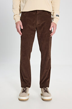 Texas Slim Fit Dar Kesim Normal Bel Kadife Esnek Pantolon - Coffee Bean-W12SECH31 (görsel 3)