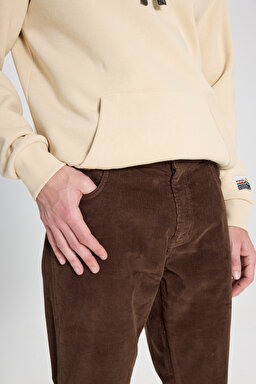 Texas Slim Fit Dar Kesim Normal Bel Kadife Esnek Pantolon - Coffee Bean-W12SECH31 (görsel 4)