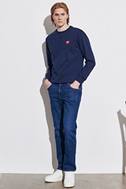 Texas Slim Fit Dar Kesim Normal Bel Esnek Jean Kot Pantolon - Blue Nun-W12SU825I