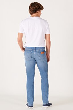 Texas Slim Fit Dar Kesim Normal Bel Açık Mavi Esnek Jean Kot Pantolon - Blue Moon-W12SU8392 (görsel 6)