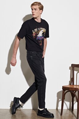 Texas Tapered Regular Fit Denim Esnek Jean Kot Pantolon - Venom Black-W12T001009 (görsel 2)