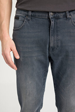 Texas Tapered Slim Fit Dar Kesim Düşük Bel Mavi Esnek Jean Kot Pantolon - Mid Blue-W12T011XT (görsel 3)