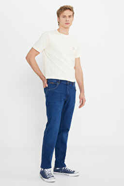 Texas Pamuklu Regular Tapered Fit Cepli Esnek Jean Kot Denim Pantolon - Blue Silk-W12T01439Z