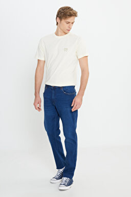 Texas Pamuklu Regular Tapered Fit Cepli Esnek Jean Kot Denim Pantolon - Blue Silk-W12T01439Z (görsel 2)