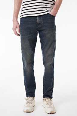 Regular Fit Normal Kesim Normal Bel Taşlamalı Gri Esnek Texas Tapered Jean Denim Kot Pantolon - Stone-W12T01658