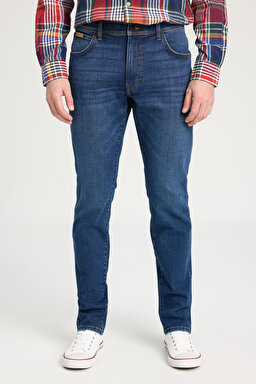 Regular Fit Normal Kesim Düşük Bel Dar Paça Mavi Texas Tapered Jean Kot Pantolon - Mid Blue-W12T020XT (görsel 4)