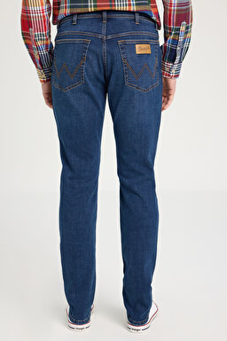 Regular Fit Normal Kesim Düşük Bel Dar Paça Mavi Texas Tapered Jean Kot Pantolon - Mid Blue-W12T020XT (görsel 5)