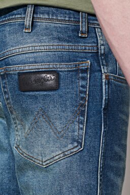 Texas Tapered Regular Fit Denim Esnek Jean Kot Pantolon - Mid Blue-W12T2837J (görsel 5)