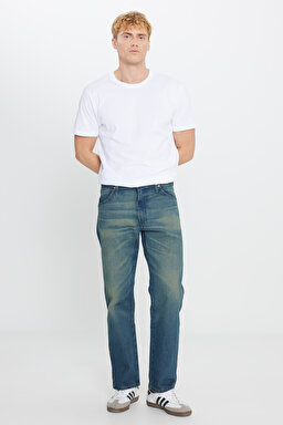 %100 Pamuk Bootcut Fit Cepli Jean Kot Denim Pantolon - Stormy-W13Z7358422S