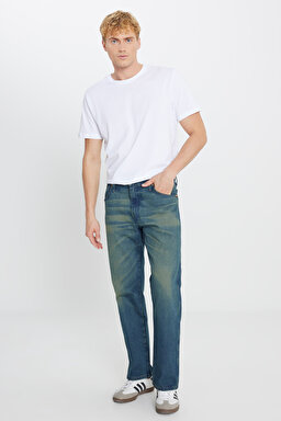 %100 Pamuk Bootcut Fit Cepli Jean Kot Denim Pantolon - Stormy-W13Z7358422S (görsel 2)