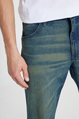 %100 Pamuk Bootcut Fit Cepli Jean Kot Denim Pantolon - Stormy-W13Z7358422S (görsel 4)