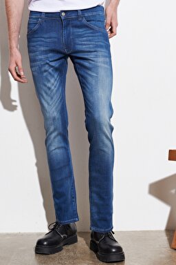 Bryson Skinny Fit Dar Kesim Düşük Bel Jean Kot Pantolon - Mid Blue-W14X015396