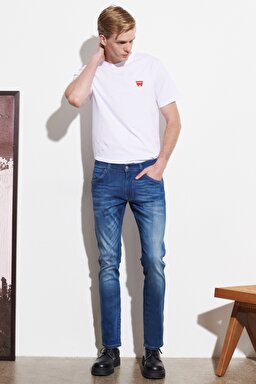 Bryson Skinny Fit Dar Kesim Düşük Bel Jean Kot Pantolon - Mid Blue-W14X015396 (görsel 2)