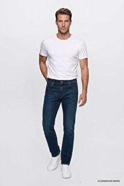 Pamuklu Greensboro Straight Fit Jean Kot Denim Pantolon - Dark Indigo-W15Q00021317