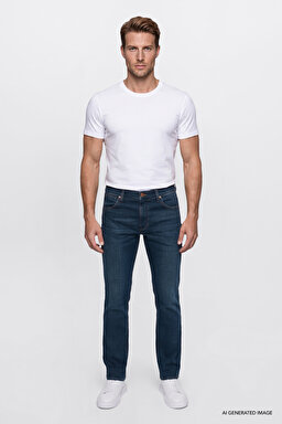 Pamuklu Greensboro Straight Fit Jean Kot Denim Pantolon - Dark Indigo-W15Q00021317 (görsel 2)