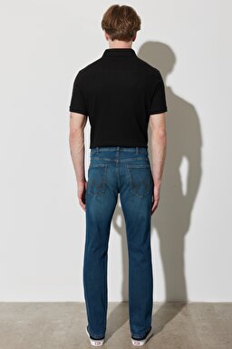 Greensboro Straight Fit Düz Kesim Düşük Bel Mavi Esnek Jean Kot Pantolon - Mid Blue-W15Q009XT (görsel 7)