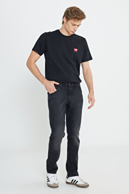 Regular Straight Fit Normal Kesim Düşük Bel Koyu Gri Esnek Greensboro Jean Kot Pantolon - Stone-W15Q01358 (görsel 2)