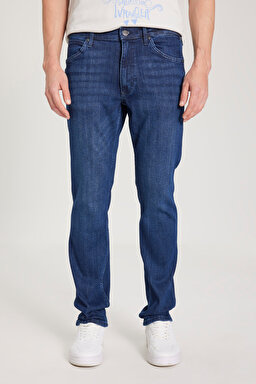 Regular Fit Normal Kesim Düşük Bel Düz Paça Mavi Greensboro Jean Kot Pantolon - Mid Blue-W15Q029XT (görsel 5)