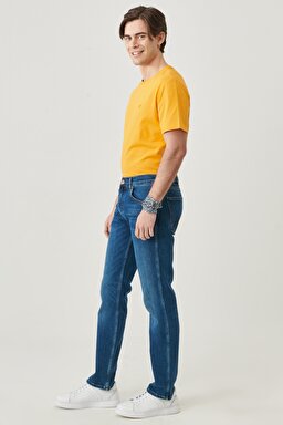 Greensboro Regular Straight Normal Bel Esnek Jean Pantolon - Blue Sweep-W15Q28294 (görsel 4)