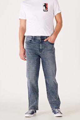 Loose Fit Rahat Kesim Düşük Bel Açık Mavi Esnek Redding Jean Denim Kot Pantolon - Moon Rock-W16XMI157