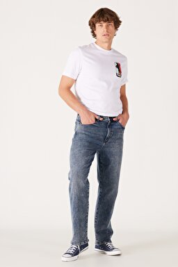 Loose Fit Rahat Kesim Düşük Bel Açık Mavi Esnek Redding Jean Denim Kot Pantolon - Moon Rock-W16XMI157 (görsel 2)