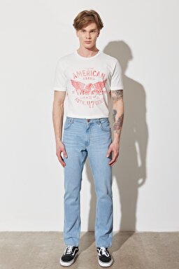 River Fit Dar Kesim Normal Bel Esnek Jean Kot Pantolon - Celeste-W17T03743E (görsel 2)