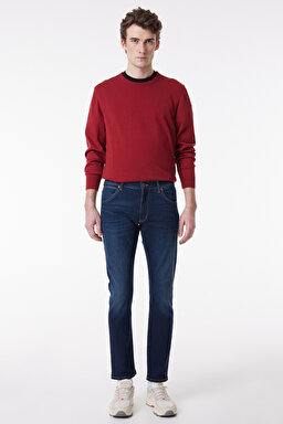 Larston Slim Fit Dar Kesim Düşük Bel Mavi Esnek Jean Kot Pantolon - Mid Blue-W18S028XT (görsel 2)