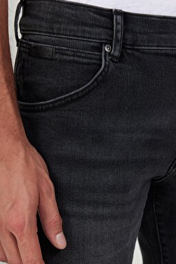 Slim Fit Dar Kesim Düşük Bel Taşlamalı Gri Esnek Larston Jean Denim Kot Pantolon - Stone-W18S02958 (görsel 3)