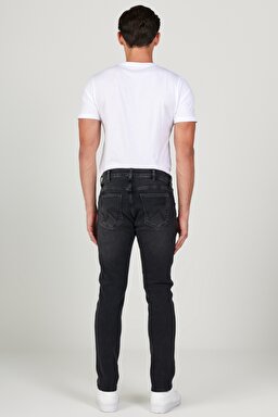 Slim Fit Dar Kesim Düşük Bel Taşlamalı Gri Esnek Larston Jean Denim Kot Pantolon - Stone-W18S02958 (görsel 5)