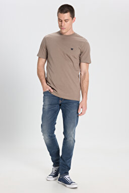 Slim Fit Dar Kesim Düşük Bel Taşlamalı Mavi Esnek Larston Jean Denim Kot Pantolon - Mid Blue-W18S031XT (görsel 2)