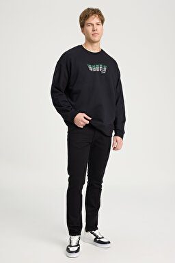 Slim Fit Dar Kesim Düşük Bel Siyah Esnek Larston Jean Denim Kot Pantolon - Clean Black-W18S034AE (görsel 2)