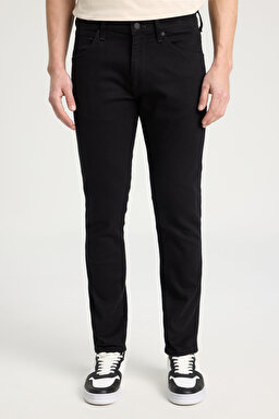Slim Fit Dar Kesim Düşük Bel Siyah Esnek Larston Jean Denim Kot Pantolon - Clean Black-W18S034AE (görsel 4)