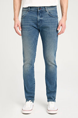 Slim Fit Dar Kesim Düşük Bel Dar Paça Mavi Larston Jean Kot Pantolon - Mid Blue-W18S044XT (görsel 4)