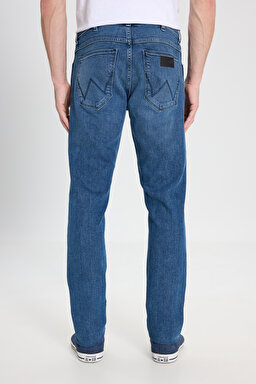 Slim Fit Dar Kesim Düşük Bel Normal Paça Larston Mavi Esnek Jean Denim Pantolon - Mid Indigo-W18S060318 (görsel 5)